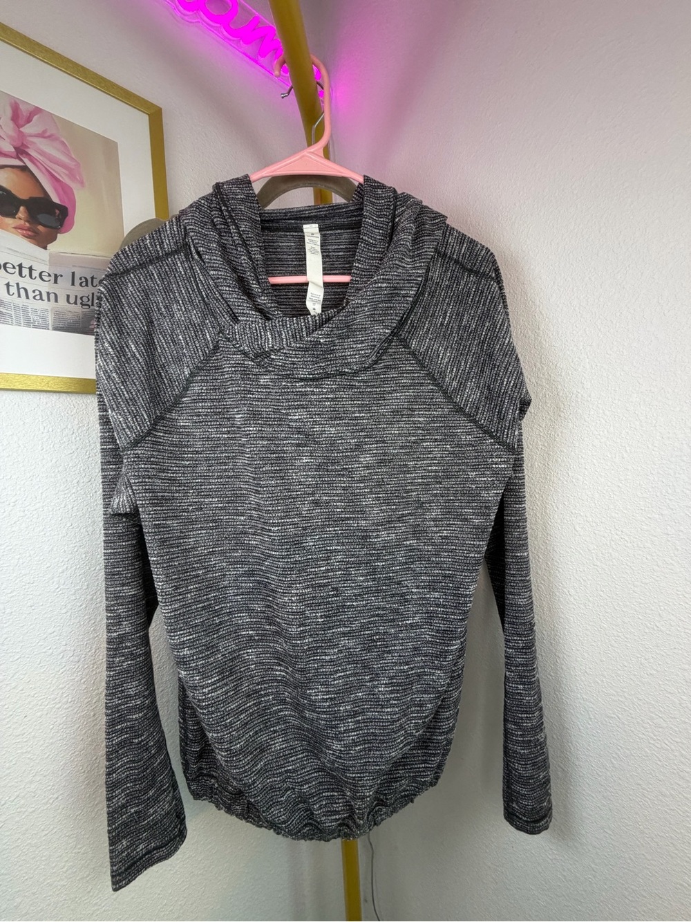 Lululemon Healthy Heart Pullover Grey Black Coco Pique Size 6